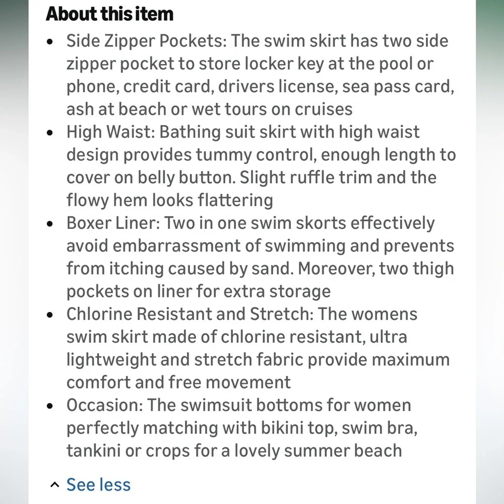 Women's‎ High Waisted Swim Skirt with Shorts